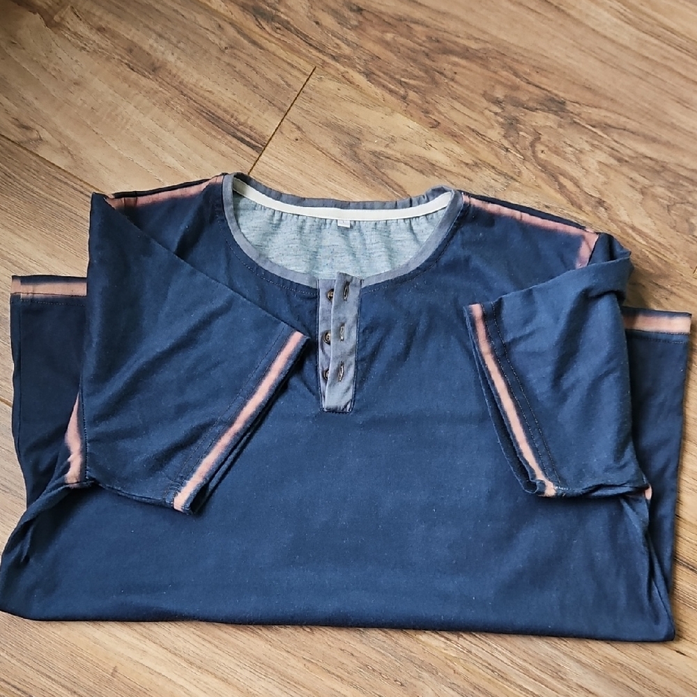 Navy Blue Long Sleeve Henley Shirt